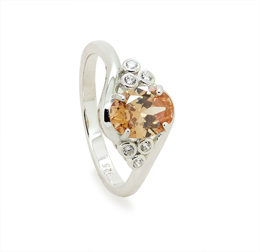 Zaveris Silver Champagne Cubic Zirconia Ring