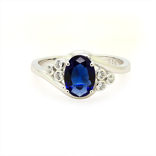 Zaveris Silver Twisted Band Cubic Zirconia Ring