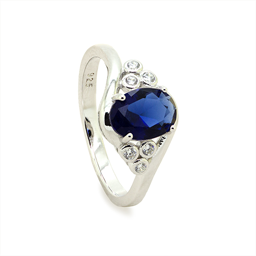 Zaveris Silver Twisted Band Cubic Zirconia Ring