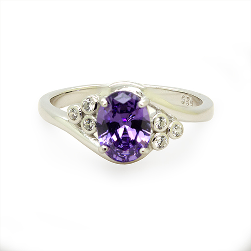 Zaveris Sterling Silver Purple Cubic Zirconia Ring