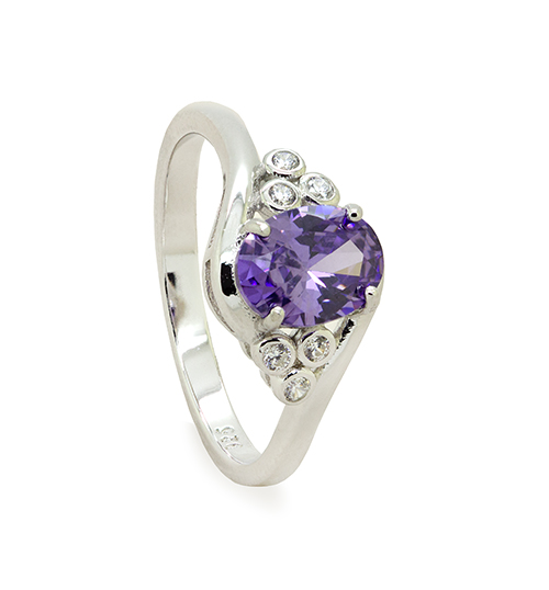 Zaveris Sterling Silver Purple Cubic Zirconia Ring