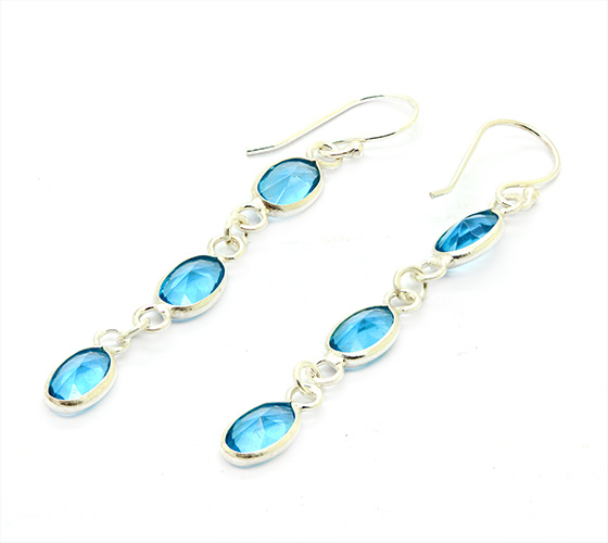 Zaveris Sterling Silver Blue Topaz Simulant Earrings