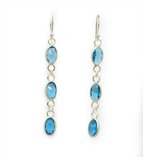 Zaveris Sterling Silver Blue Topaz Simulant Earrings