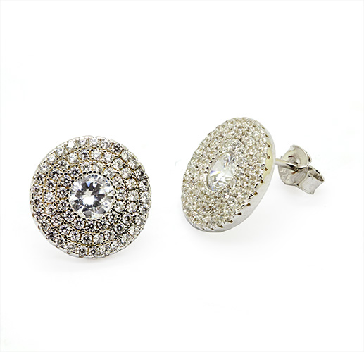 Zaveris Silver Pave Cubic Zirconia Earrings