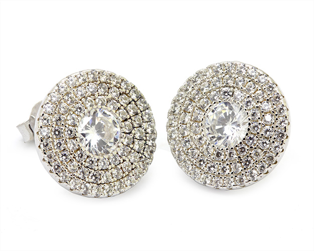Zaveris Silver Pave Cubic Zirconia Earrings