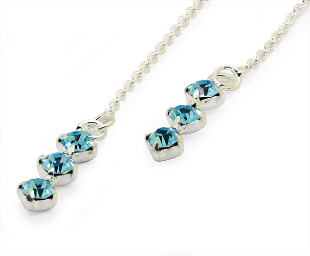 Zaveris Silver Blue Cubic Zirconia Threader Earrings