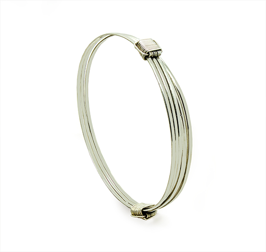 Zaveris Sterling Silver Two Knot Bangle Bracelet