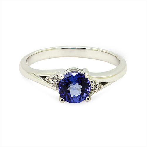 Zaveris 9 Carat White Gold Tanzanite And Diamond Engagement Ring