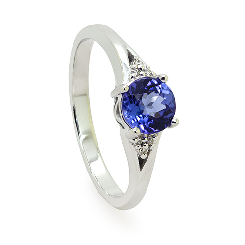 Zaveris 9 Carat White Gold Tanzanite And Diamond Engagement Ring