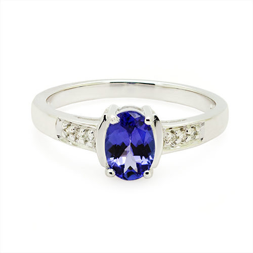 Zaveris 9 Carat White Gold Tanzanite And Diamond Ring