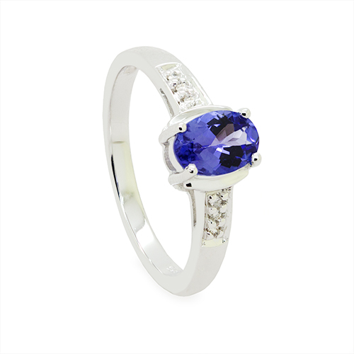 Zaveris 9 Carat White Gold Tanzanite And Diamond Ring