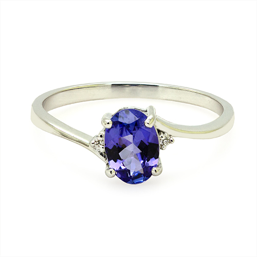 Zaveris 9 Carat White Gold Tanzanite and Diamond Accents Ring