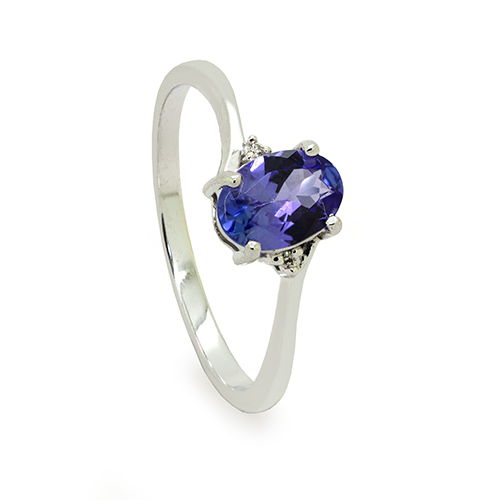 Zaveris 9 Carat White Gold Tanzanite and Diamond Accents Ring