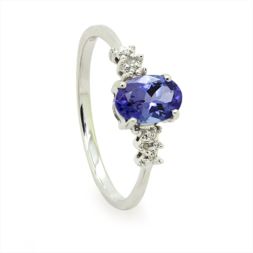 Zaveris 9-Carat White Gold Tanzanite And Diamond Ring