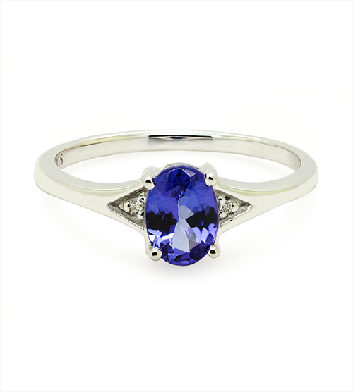 Zaveris Classic 9 Carat White Gold Tanzanite And Diamond Ring