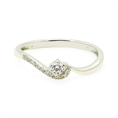 Zaveris 14 Carat White Gold Diamond Twist Ring