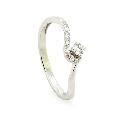 Zaveris 14 Carat White Gold Diamond Twist Ring