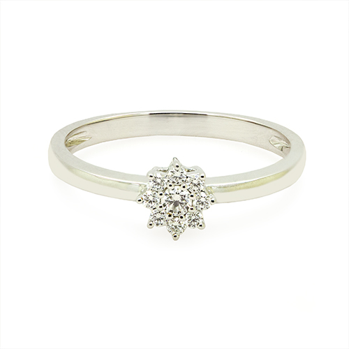 Zaveris 18 Carat White Gold Diamond Cluster Star Ring