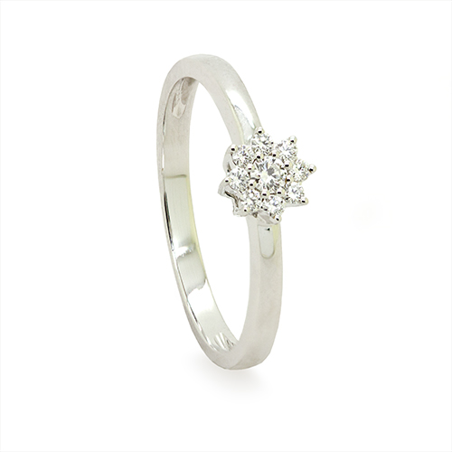 Zaveris 18 Carat White Gold Diamond Cluster Star Ring