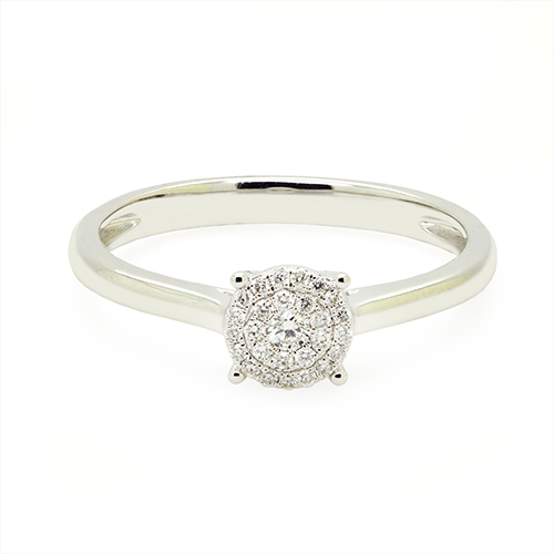 Zaveris 18 Carat White Gold Halo Diamond Engagement Ring