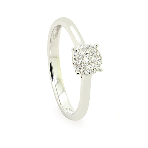 Zaveris 18 Carat White Gold Halo Diamond Engagement Ring