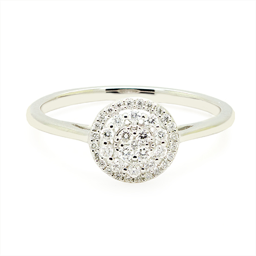 Zaveris 18 Carat White Gold Halo Diamond Engagement Ring