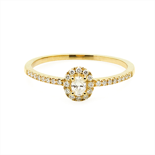 Zaveris 18 Carat Yellow Gold Oval-Cut Diamond Ring