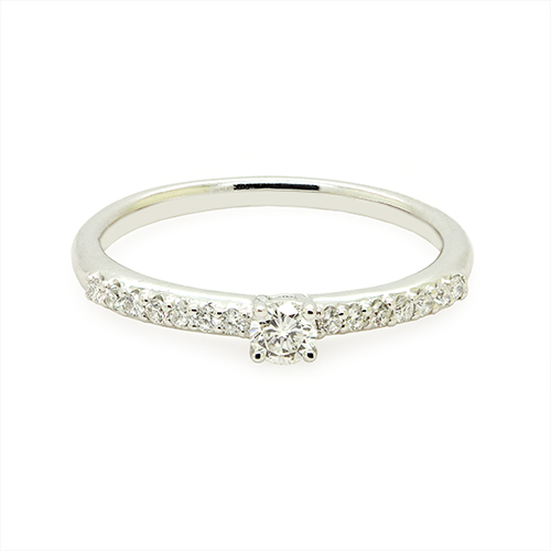 Zaveris 18 Carat White Gold Pavé Diamond Engagement Ring