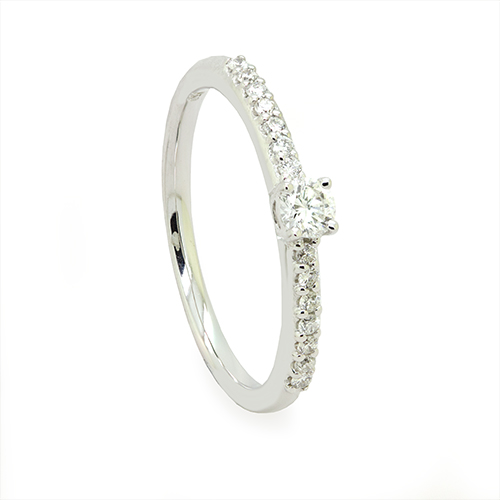 Zaveris 18 Carat White Gold Pavé Diamond Engagement Ring