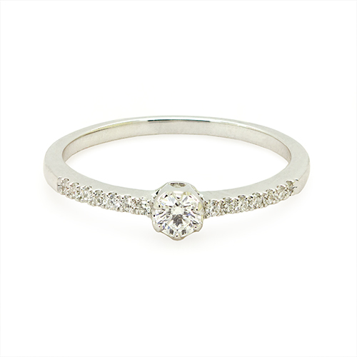 Zaveris 18 Carat White Gold Pavé Diamond Ring