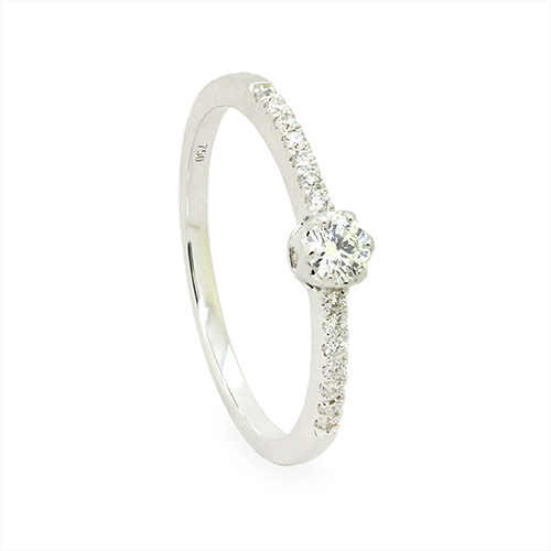 Zaveris 18 Carat White Gold Pavé Diamond Ring