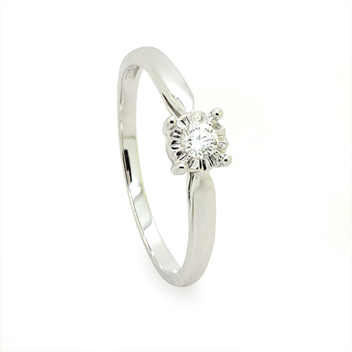 Zaveris 18 Carat White Gold Diamond Solitaire Ring
