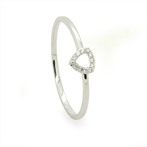 Zaveris 18 Carat White Gold Diamond Triangle Motif Ring