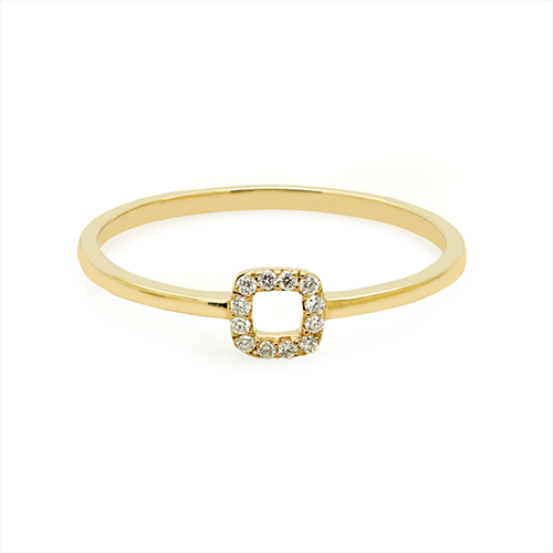 Zaveris 18 Carat Yellow Gold Open Square Diamond Ring