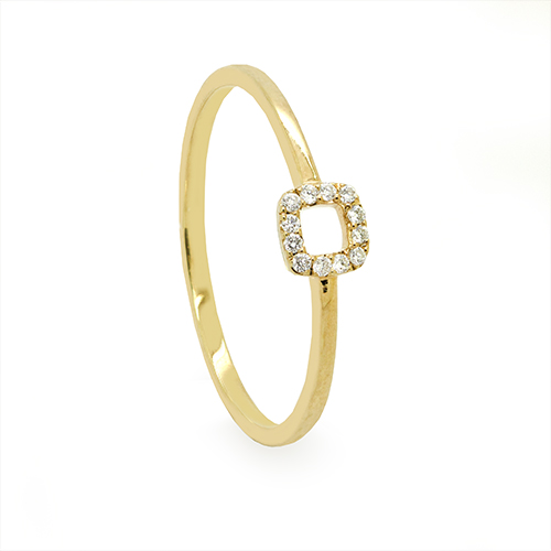 Zaveris 18 Carat Yellow Gold Open Square Diamond Ring