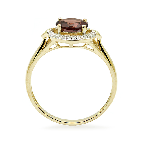 Zaveris 14 Carat Yellow Gold Red Garnet And Diamond Halo Ring