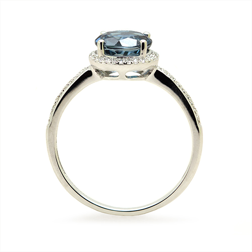 Zaveris 14 Carat White Gold Blue Topaz and Diamond Halo Ring