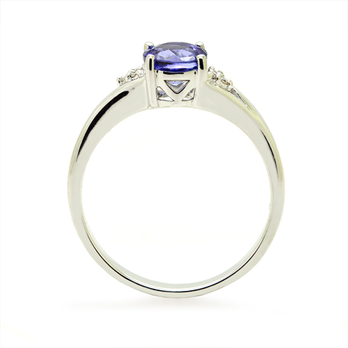 Zaveris 9 Carat White Gold Tanzanite And Diamond Engagement Ring