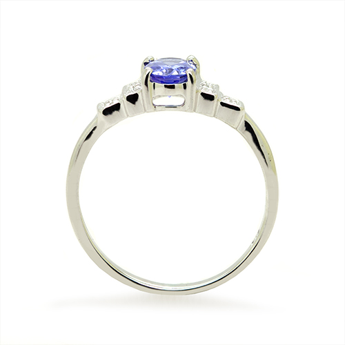 Zaveris 9 Carat White Gold Oval-Cut Tanzanite And Diamond Ring