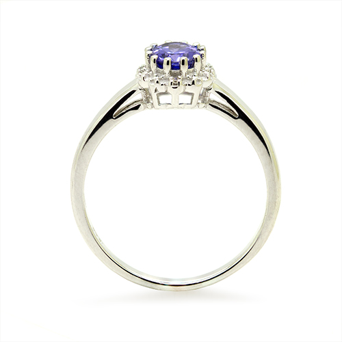 Zaveris 9 Carat White Gold Tanzanite And Diamond Halo Ring