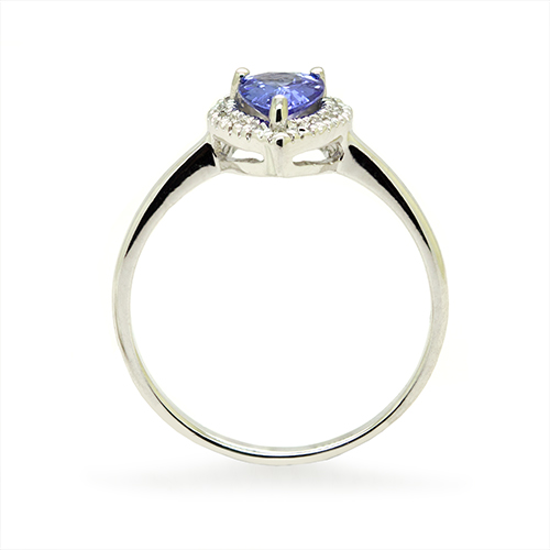 Zaveris Elegant 9 Carat White Gold Tanzanite Pear Halo Ring