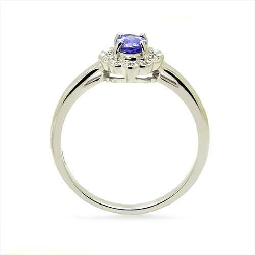 Zaveris 9-Carat White Gold Tanzanite and Diamond Halo Ring