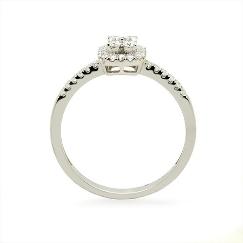Zaveris 14 Carat White Gold Princess-Cut Halo Diamond Engagement Ring