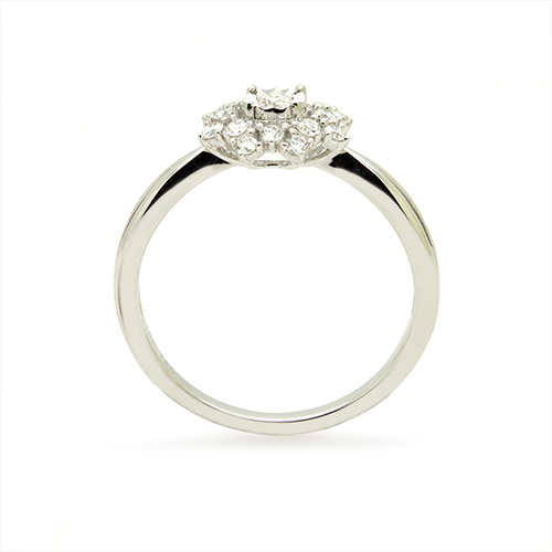 Zaveris 18 Carat White Gold Diamond Sunburst Engagement Ring