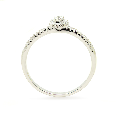 Zaveris 18 Carat White Gold Pavé Diamond Halo Engagement Ring