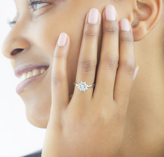 Zaveris 18 Carat White Gold Diamond Sunburst Engagement Ring