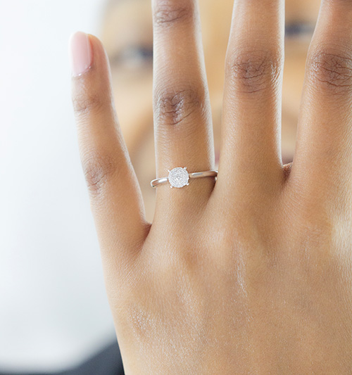 Zaveris 18 Carat White Gold Halo Diamond Engagement Ring