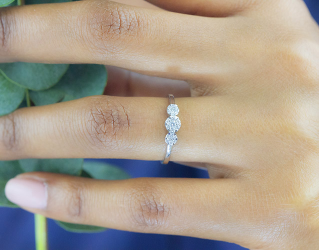 Zaveris 9 Carat White Gold Trio Diamond Ring