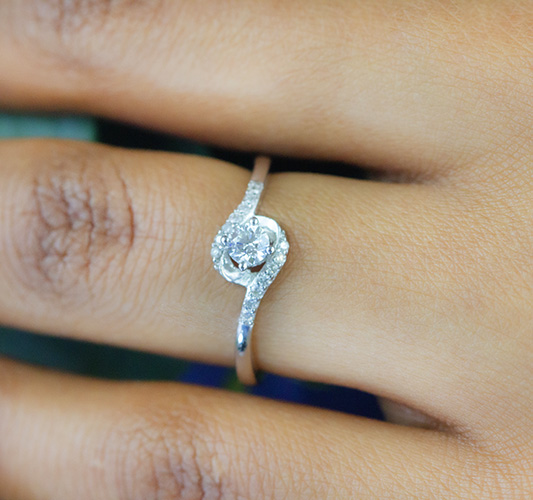 Zaveris 18 Carat White Gold Bypass Diamond Ring