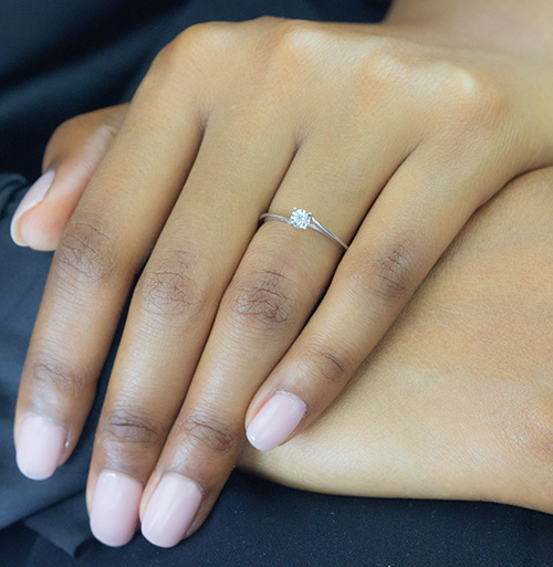 Zaveris Bypass 18 Carat White Gold and Solitaire Diamond Engagement Ring